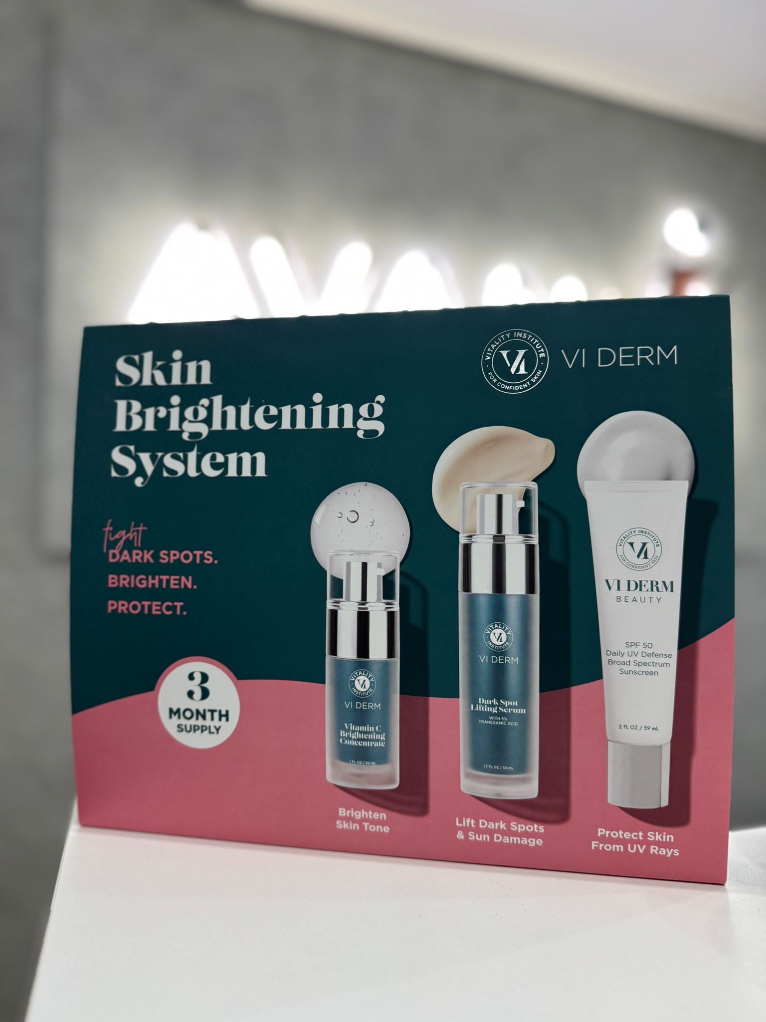 VI Derm Skin Brightening System – Kit despigmentante y protector